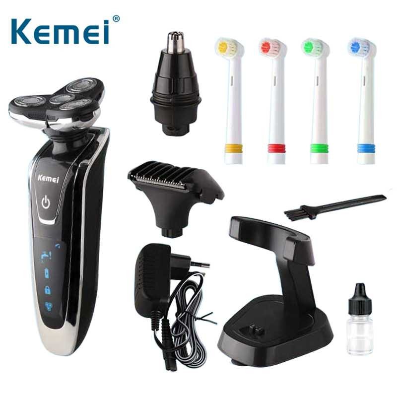 Kemei KM-5181 Alat Cukur Elektrik 4in1 Sikat Gigi Shaver Trimmer Razor