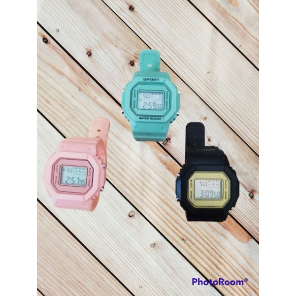 Jam tangan digital wanita fashion korea anak muda gaul banyak warna ada lampu dan alarm