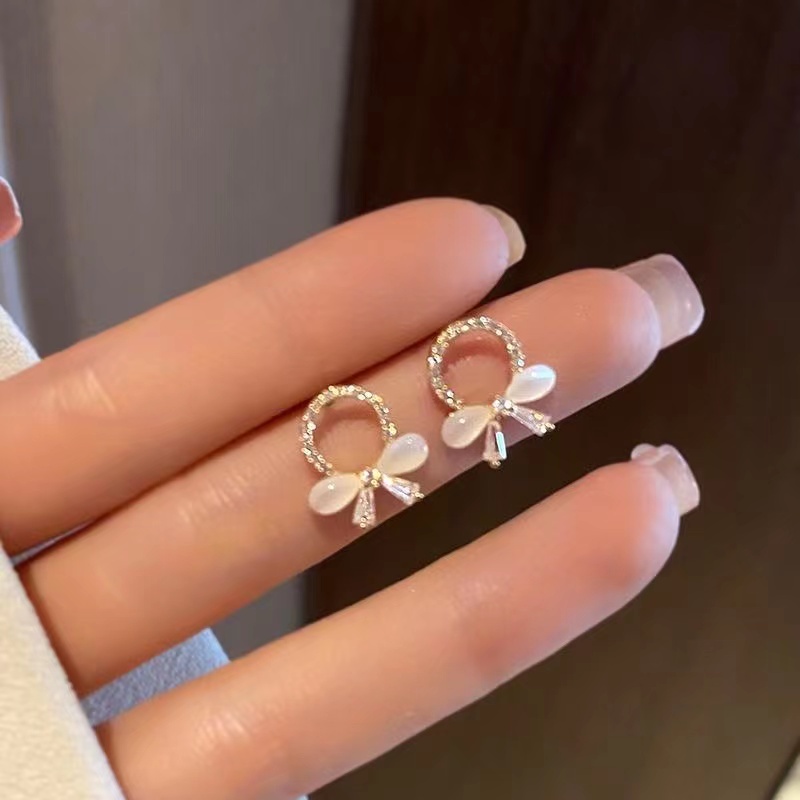 Anting Hijab Giwang Sterling Silver 925 dengan Kristal untuk Wanita c331