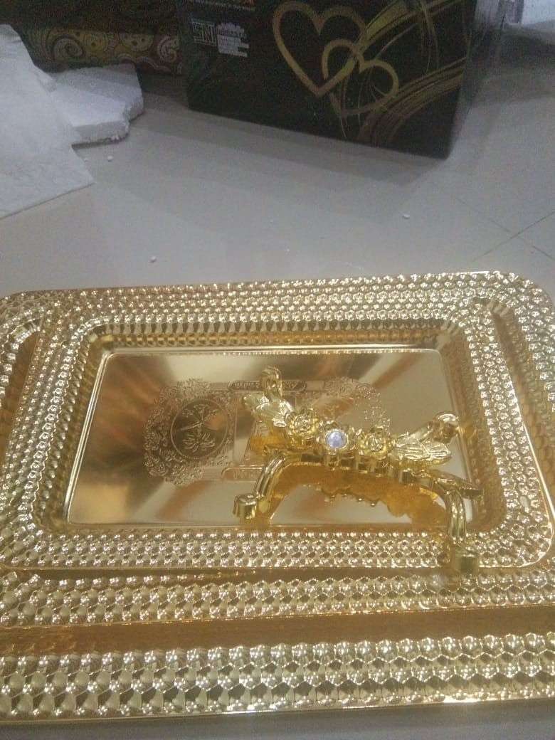 Nampan Arab 3 Set Mutiara B Gold Stainless