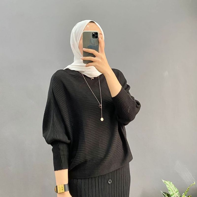 Rajut Lasparel Blouse Batwing Oversize Premium