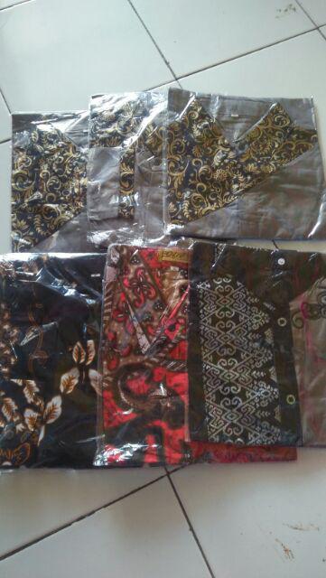 Shope Batik Hrb026 Kenongo Kemeja Tosca Pendek Pekalongan Padi M L Xl Sogan Tulis Halus Kemeja Batik