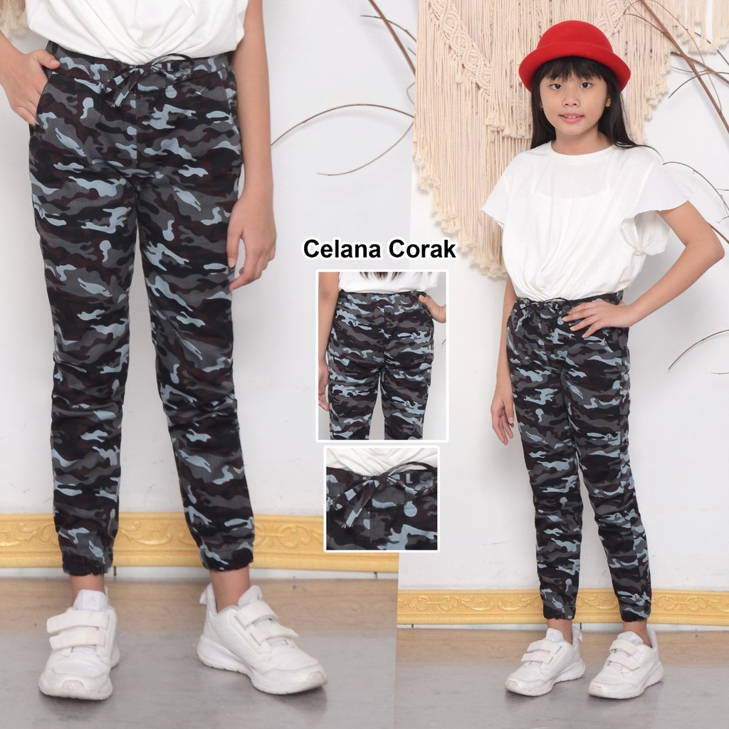 ( Size 24 - 26 ) MC girl Celana Twill Anak Tanggung / Celana Pinggang Karet Tuwil Anak Perempuan