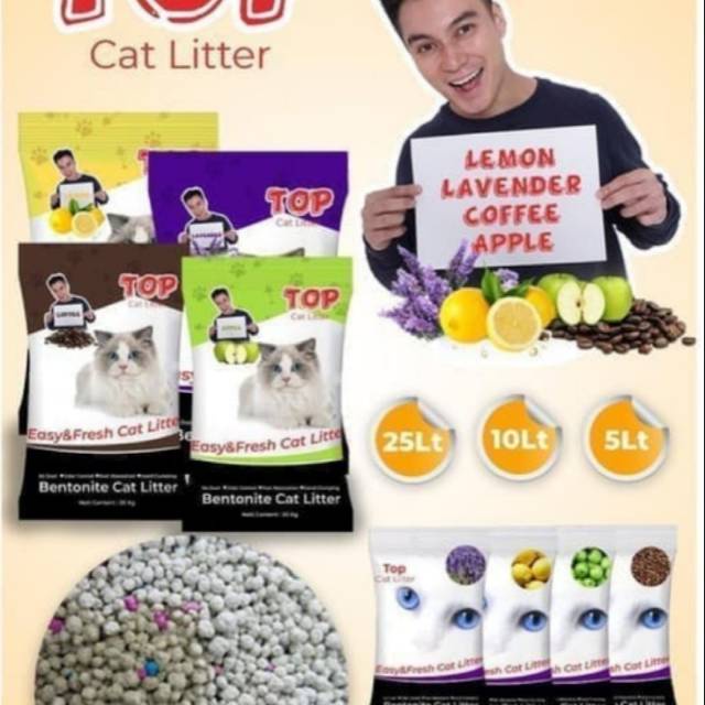 pasir kucing gumpal wangi top cat litter premium 25l   20kg  via gosend   grab