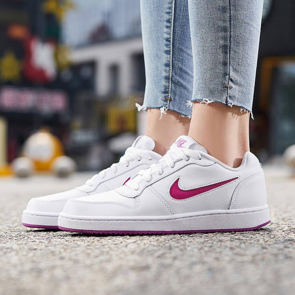nike EBERNON LOW LEATHER  “WHITE/SHOCK PURPLE”