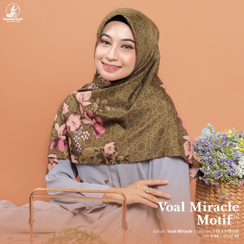 Umama Scarf - Kerudung Motif Segi Empat Voal Miracle Motif Lc