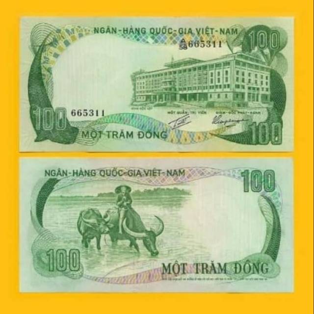 SOUTH VIETNAM 100 DONGS 1972 Au P31 TWO BUFFALO UANG VIETNAM SELATAN