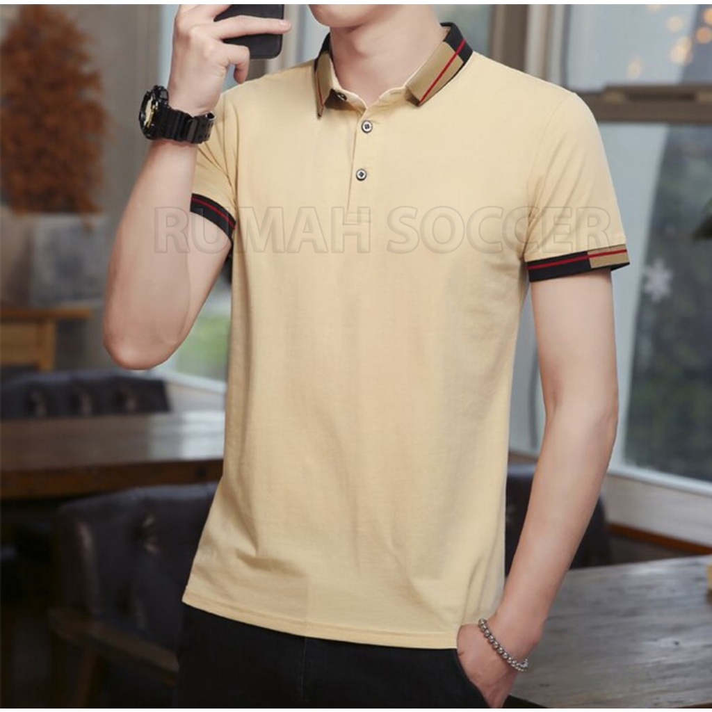 ALTRON - Kaos Pria Formal Lengan Pendek Kerah Polo Shirt Man Dewasa Bahan Katun Adem