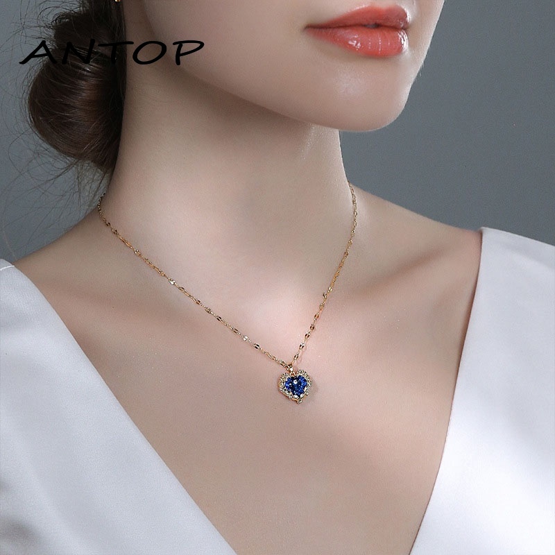 Korea Ins Kalung Warna-warni Kristal Liontin Rantai Klavikula Wanita Fashion Jewelry ANTOP