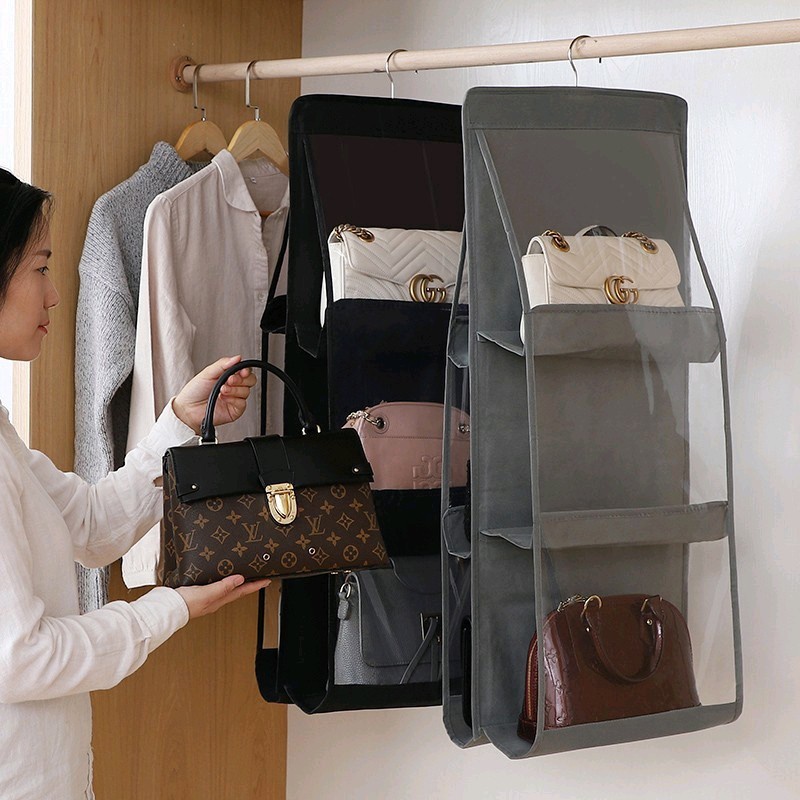 Hanging Bag Organizer Rak Gantungan Tas / Gantung Handuk dll - Hitam- Abu