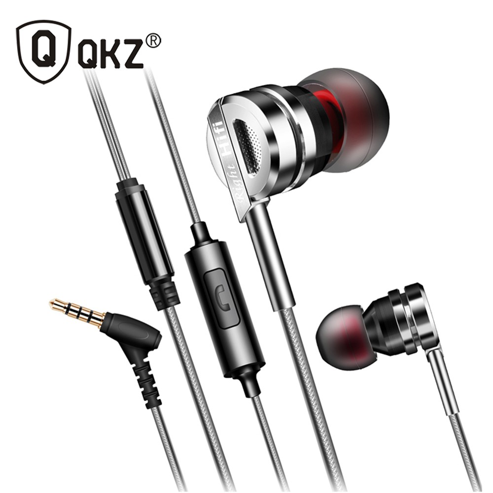 QKZ Bass Metal Earphone with Mic - Silver