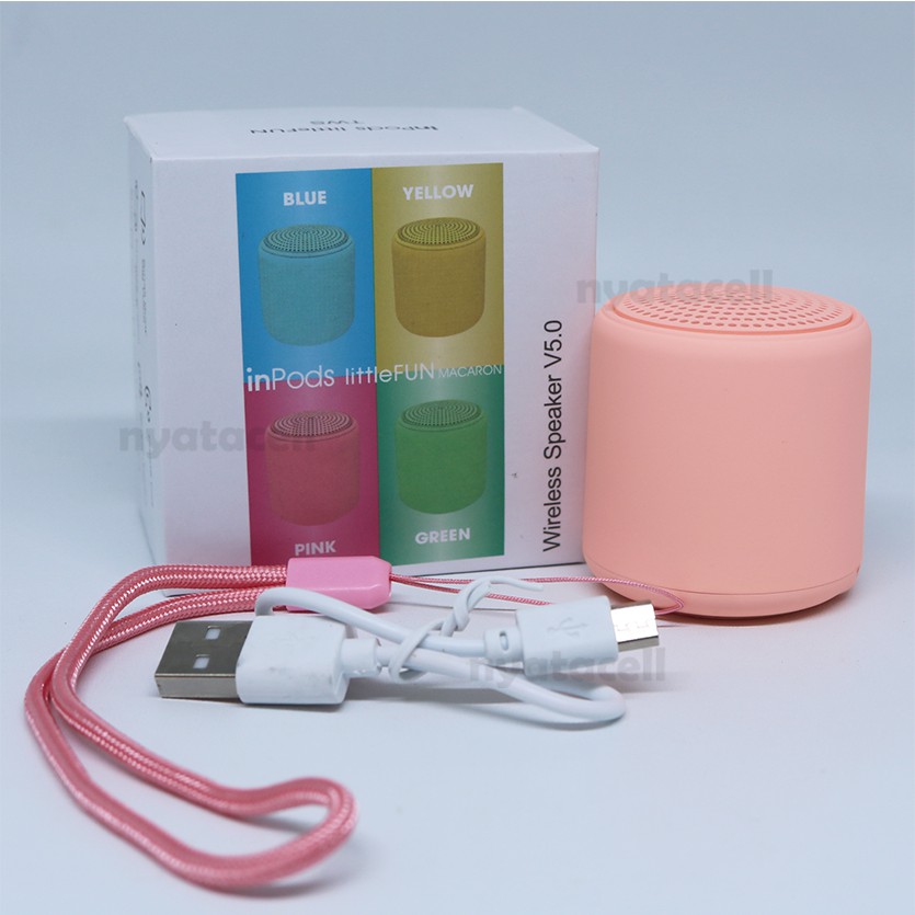 Speaker Bluetooth Macaron InPods Little Fun Wireless Mini Portable Stereo Bass TWS-PINK