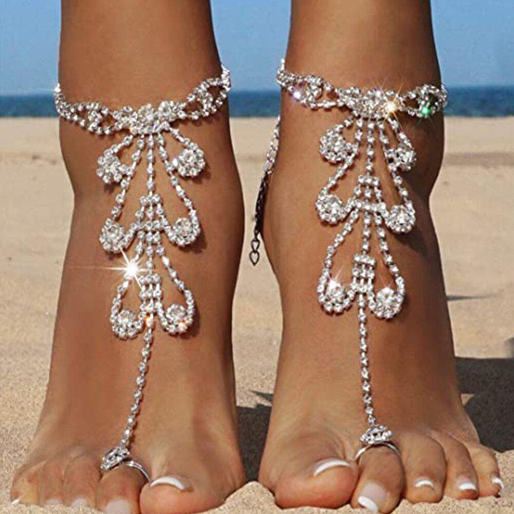 R-flower Gelang Kaki Fashion Sandal Perhiasan Kristal