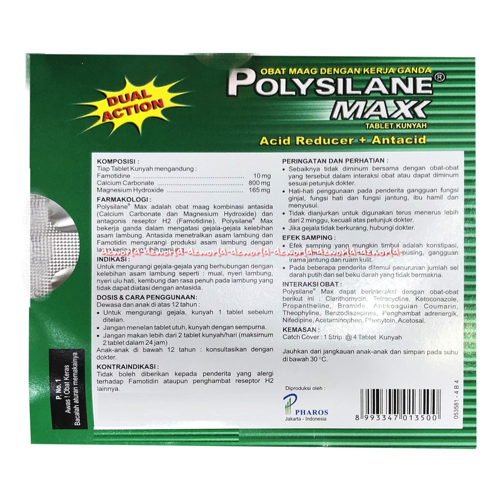 Polysilane Maxx 4tablet Obat Maag Tablet Kunyah Acid Reducer Polisilain Poly Silane