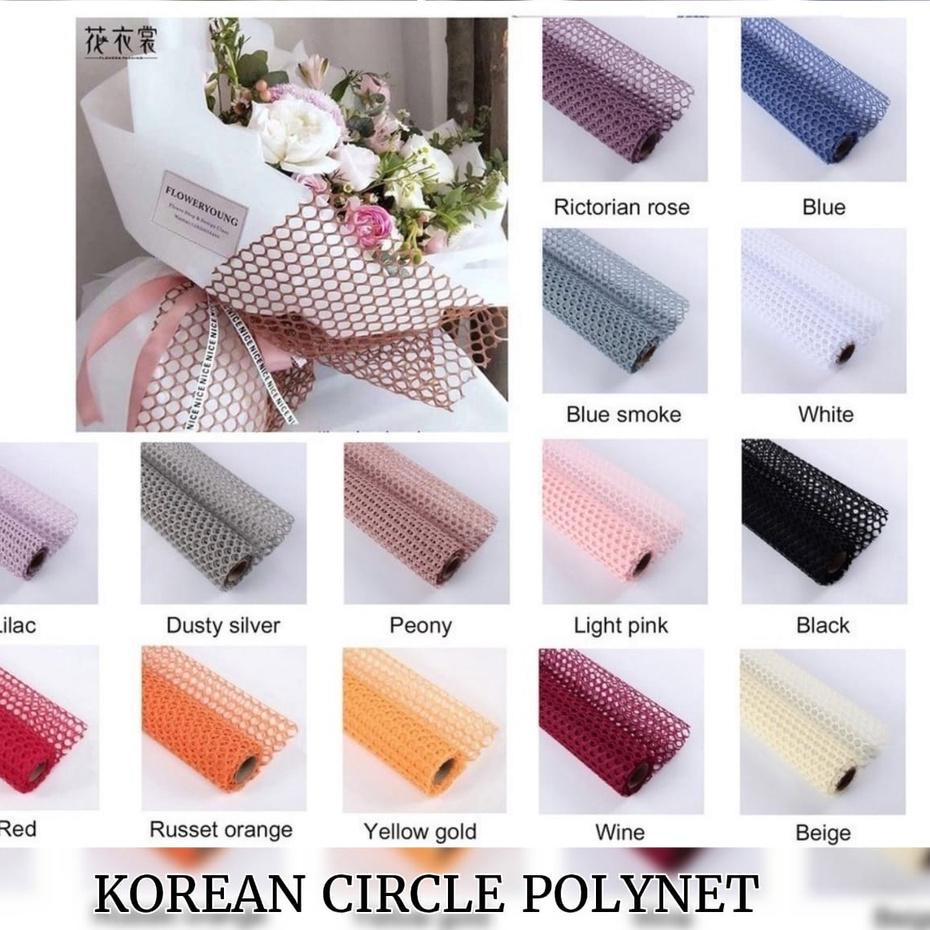 

New! KERTAS JARING BUKET BUNGA / KOREAN JARING ROLL / FLOWER WRAPPING PAPER CIRCLE POLYNET / KOREAN CIRCLE POLYNET 60CM*5YD ~