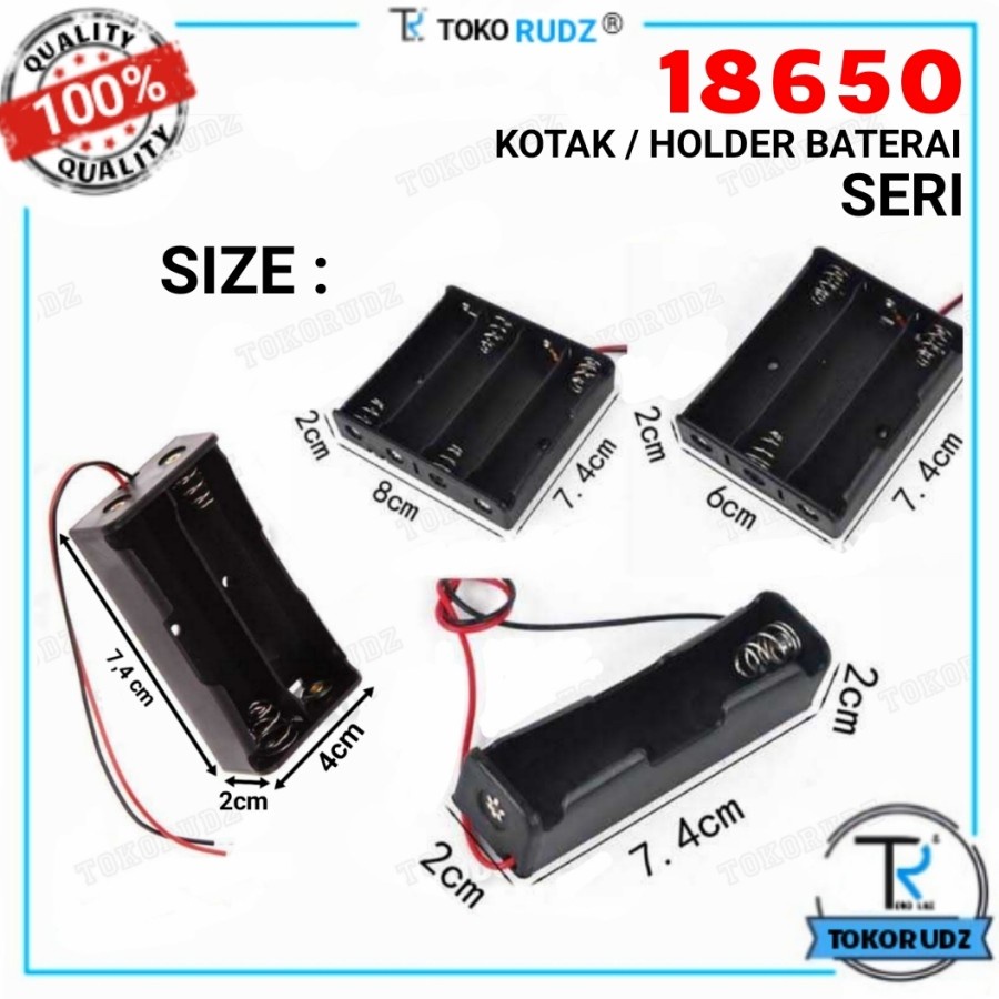 18650 Battery Holder Kotak Batre Seri Baterai 1 2 3 4 Slot Kabel Box