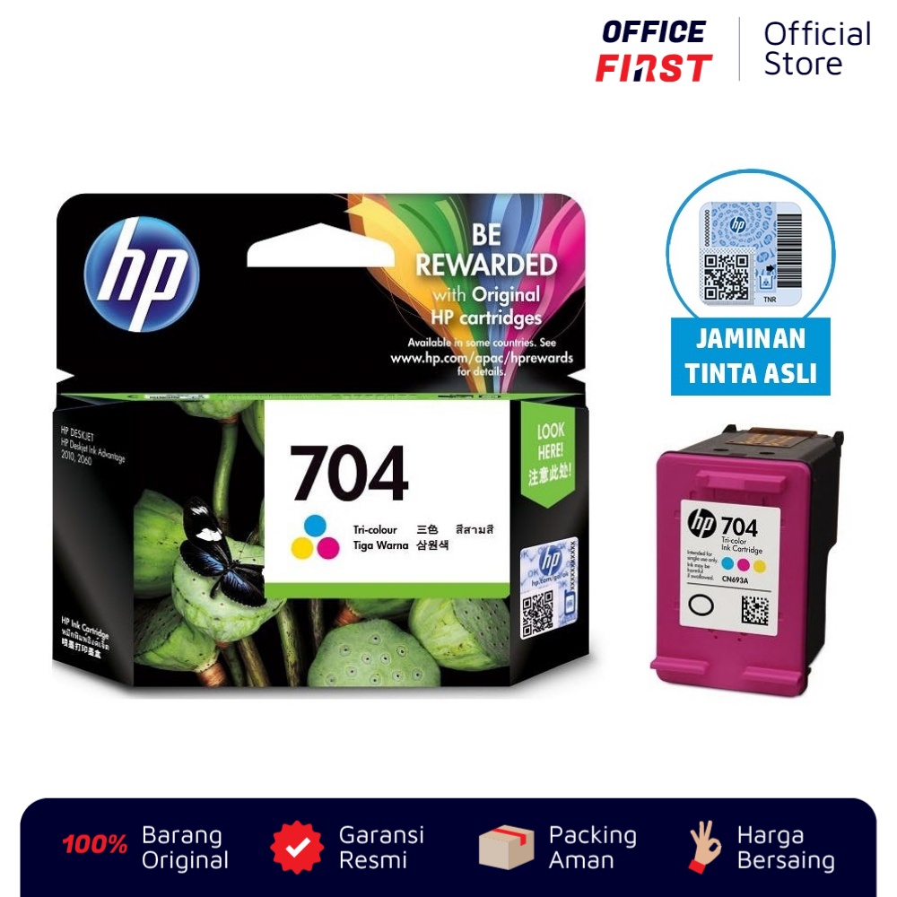 Tinta HP 704 Color Warna CN693AA / Deskjet Ink 2010 K010 2060 K110