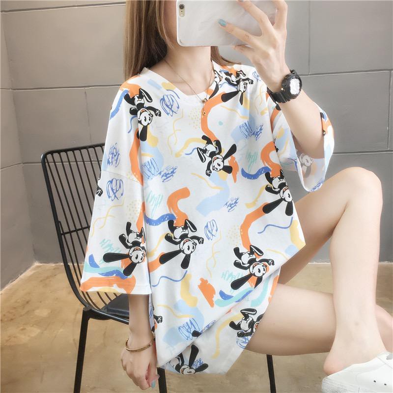 Oversize Tee Tshirt   Wanita Model Longgar Motif Telinga Mickey