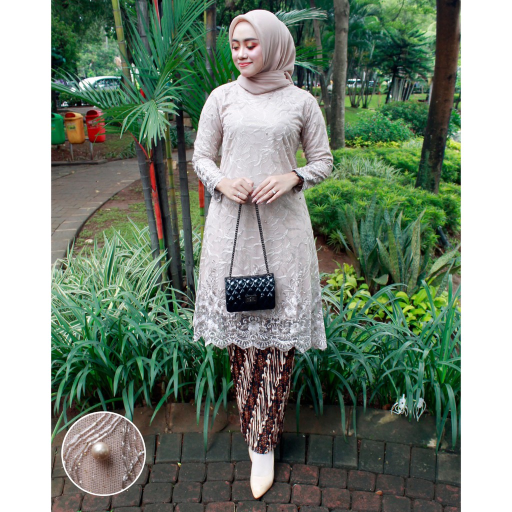 KEM&gt; KEBAYA TUNIK ISYANA / TULLE BORDIR IMPORT / BAJU KEBAYA MODERN / KEBAYA WANITA PESTA DAN WISUDA