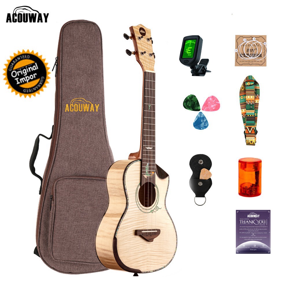 ACOUWAY FZC 24Inch Concert ukulele 2A Canada Tiger Grain Maple top glossy finish original import