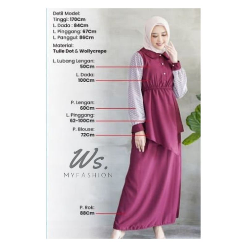 Marissa Tulle dot set //Hijab/gamis