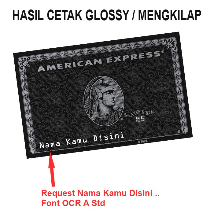 Kartu American Express Custom AMEX Card E-Money cetak GLOSSY / MENGKILAP mirip asli