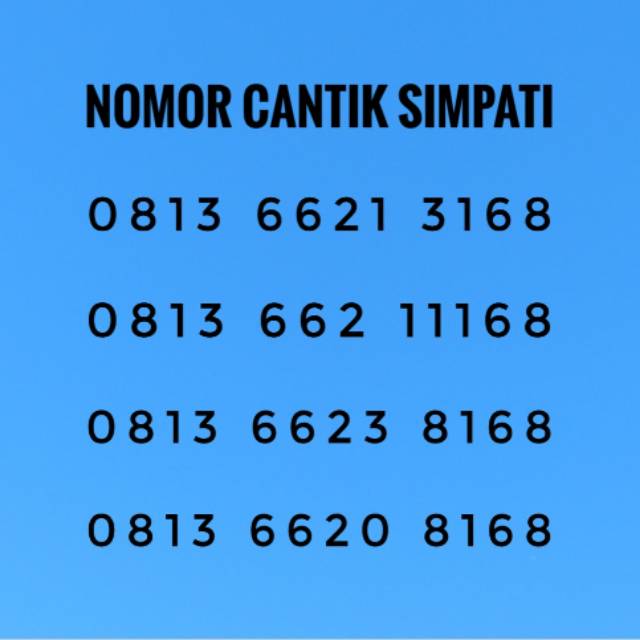 NOMOR CANTIK SIMPATI 168