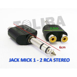 jack mic konektor T cabang rca female ke jack akai male mic stereo 1-2