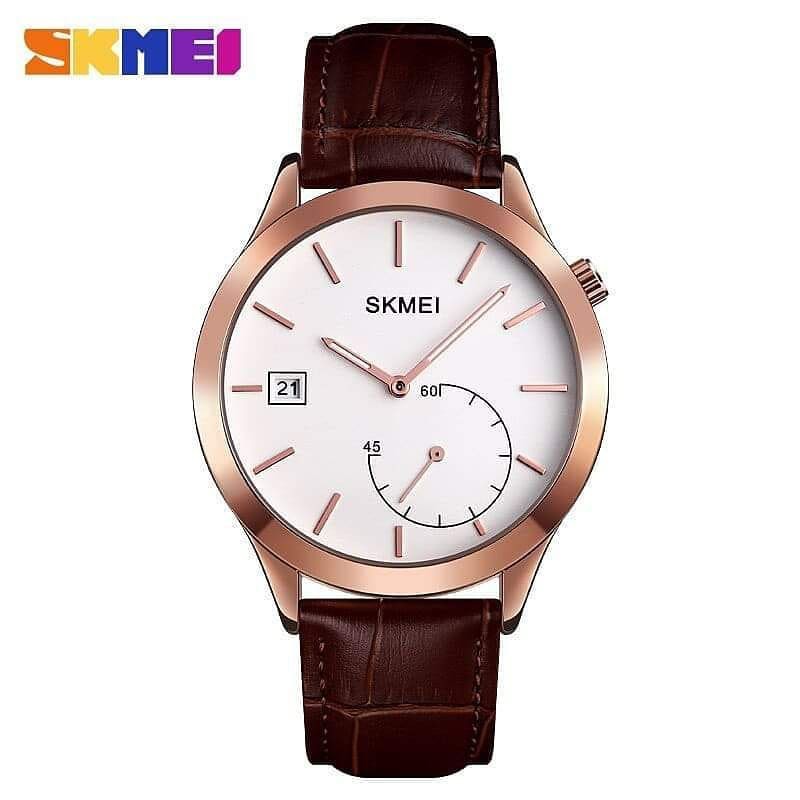 jam tangan analog chrono aktif skmei 1581 original murah coklat