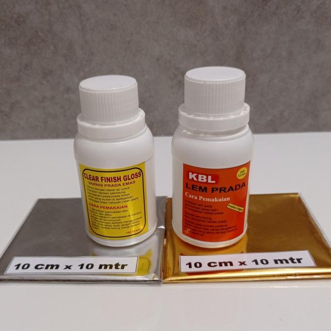 

Lem prada 100 gr + prada emas10cmx10+silver10cmx10+varnis 100gr