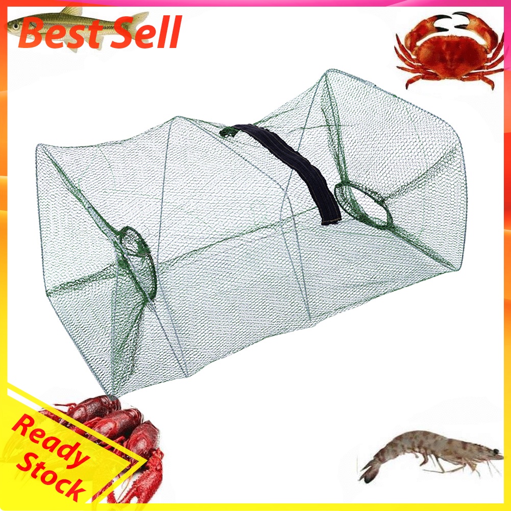 Portable Fishing Net Fish Shrimp Mesh Cage Cast Fish Trap Foldable Network