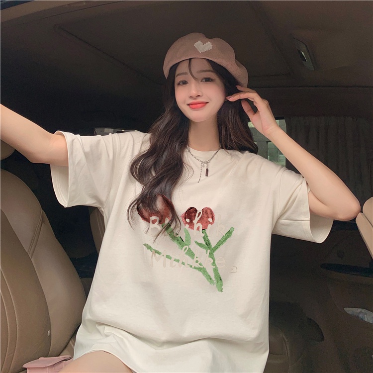 kaos atasan wanita/atasanatasan wanita /WHITE - OVERSIZE T-SHIRT FACELINE COTTON COMBED