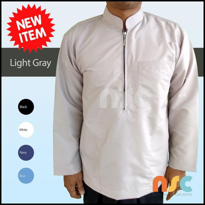 KUALITAS PREMIUM NEW BAJU KOKO RESLETING PRIA MUSLIM DEWASA LENGAN PANJANG POLOS WARNA - HITAM, M