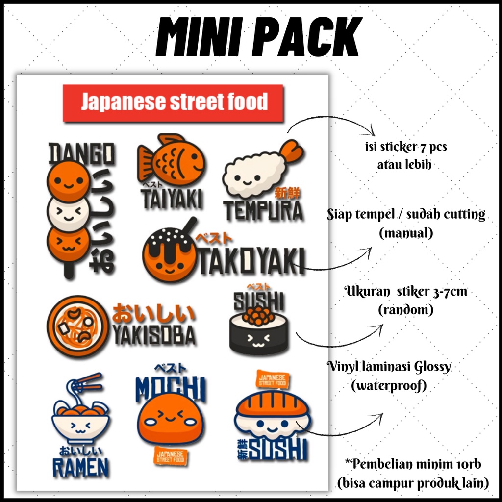 

[MINI PACK] STICKER JAPAN FOOD SERIES | STIKER KAWAII AESTHETIC | STICKER TUMBLR | STICKER LAPTOP HP KOPER HELM
