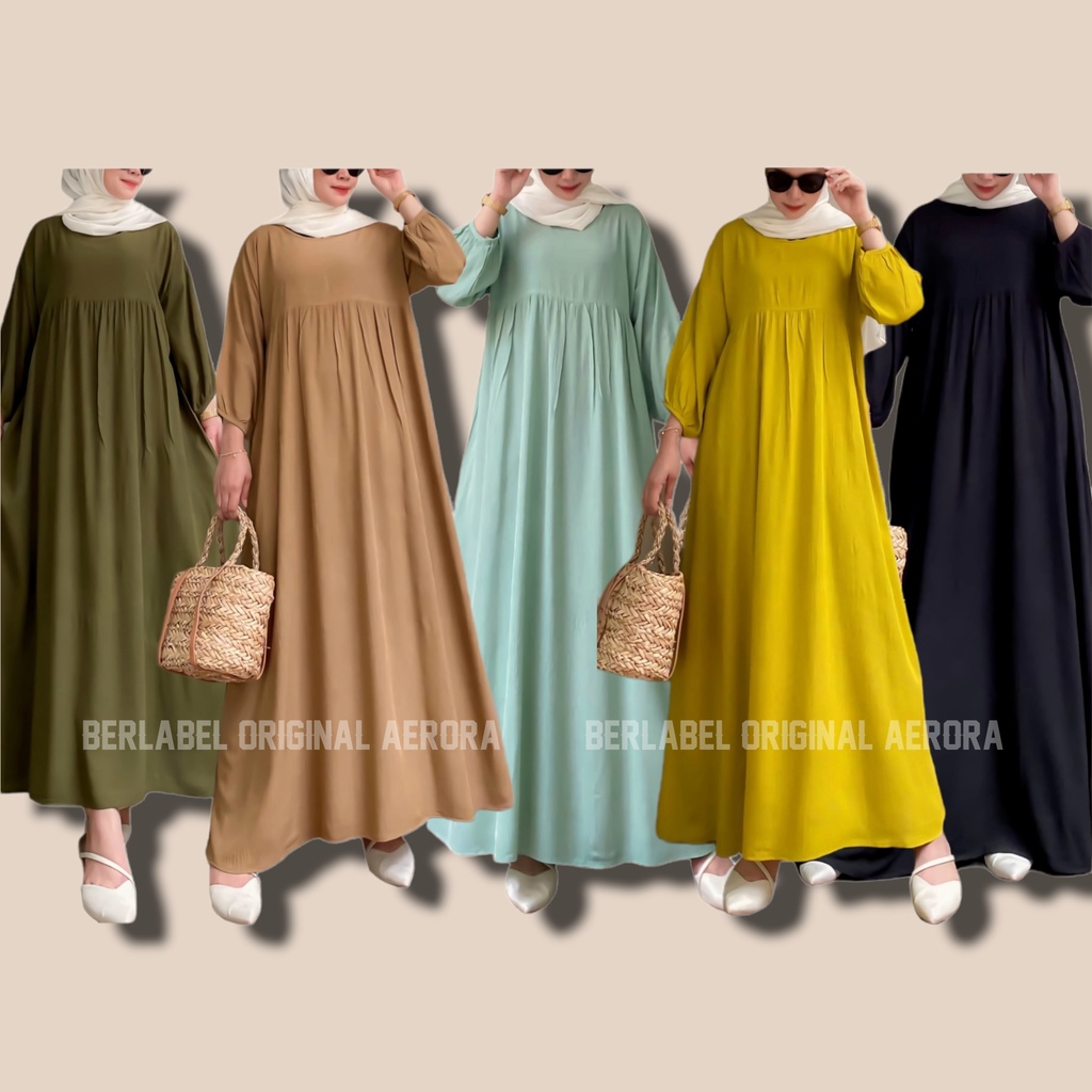 Shifa Midi Dress Dres Jumbo Korea Muslim Korean Style Wanita Terbaru 2022 Big Size Rayon Crinkle Premium Kekinian Ld 120 P 120