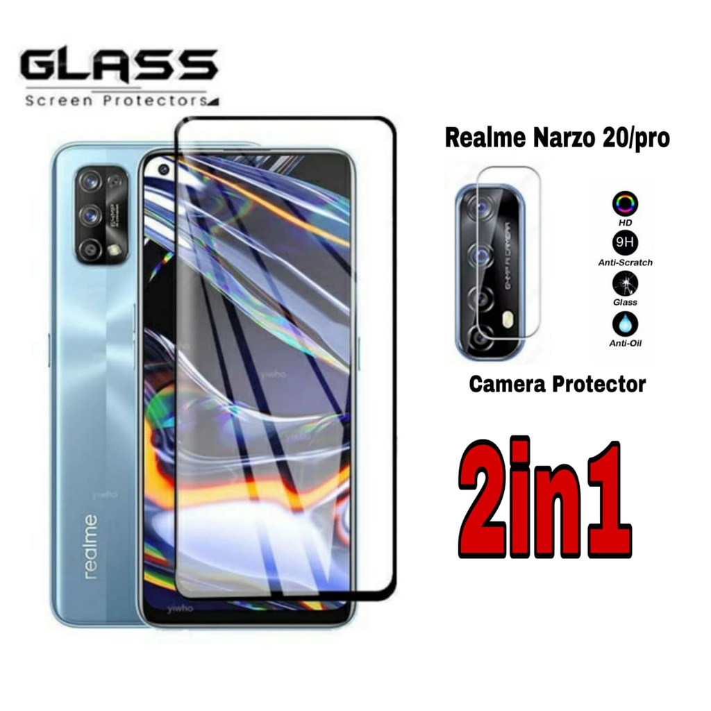 PROMO Paket 2in1 Tempered Glass REALME NARZO 20/20 PRO Anti Gores Kaca Pelindung Kamera Belakang