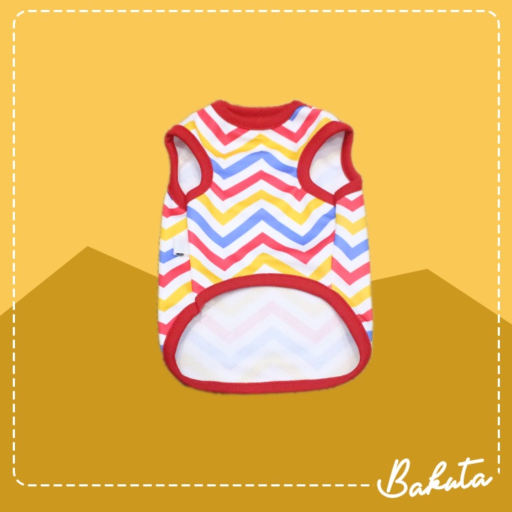 Baju Kucing Model Kaos Motif Tank Zig-zag Warna Warni (Boleh Request Kombinasi Warna) | Zigzag Tank Bakuta