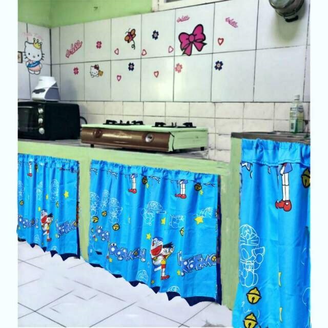 gorden kolong dapur/kompor karakter h kiti,keroppi,doraemon