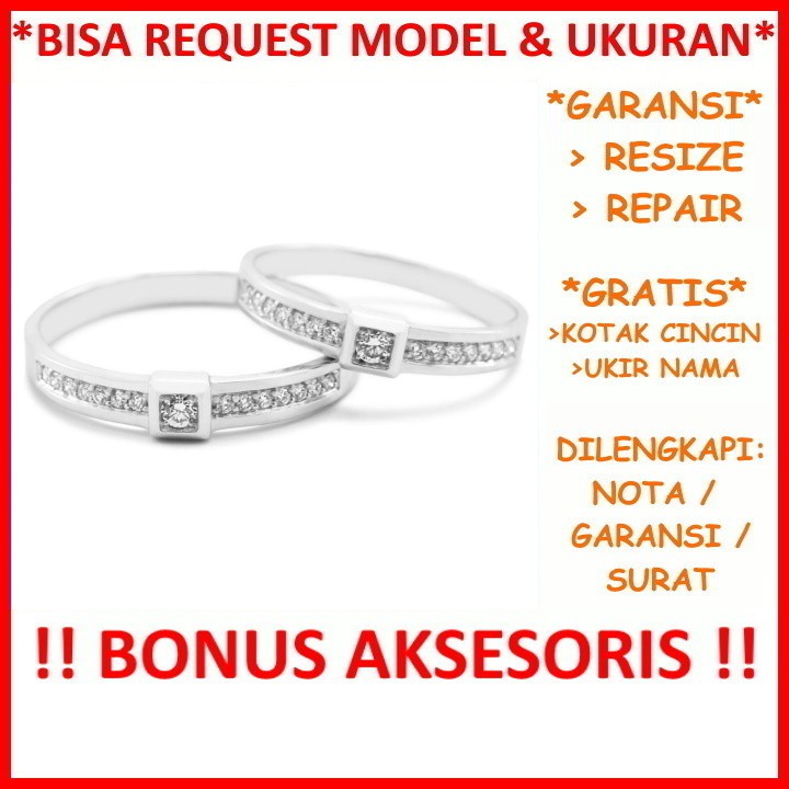 Gratis Ukir Nama Garansi Silver Asli Bisa Pesan Model Cincin Couple Perak Tunangan Mas Kawin Id628