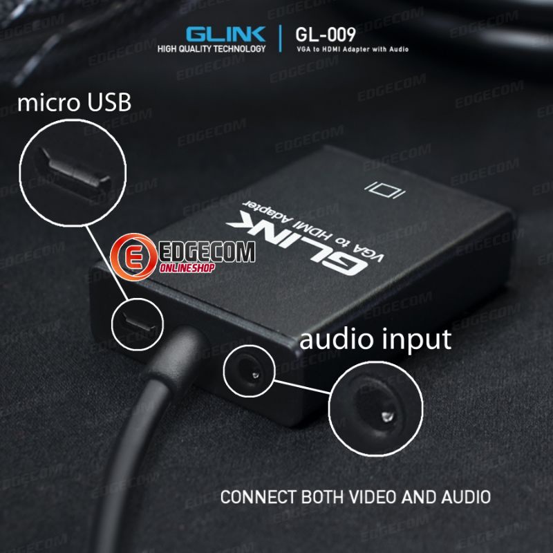 GLINK VGA to HDMI Adapter with Audio Converter 1080P GL-009