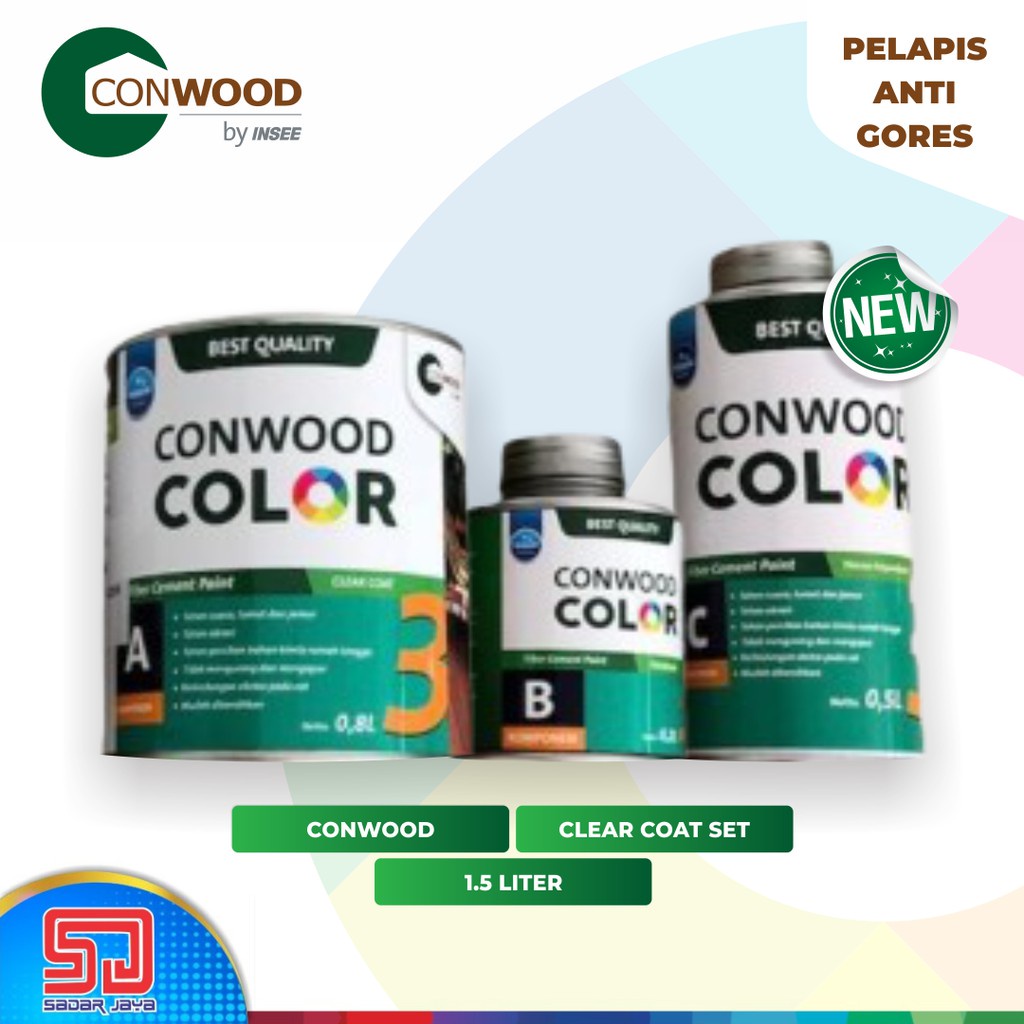 Conwood Clear Coat Cat Pelapis Anti Gores 1.5 Liter SET - Cat Papan Silikat GRC, Plavon, Partisi