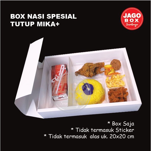 Box Nasi Special / Hantaran 22x30 cm Tutup Mika - Ivory Putih