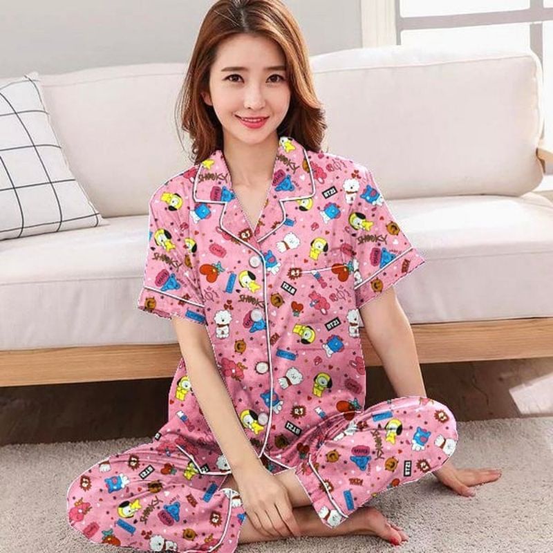 [BISA COD] Piyama BT21 baju tidur BT21 lengan pendek