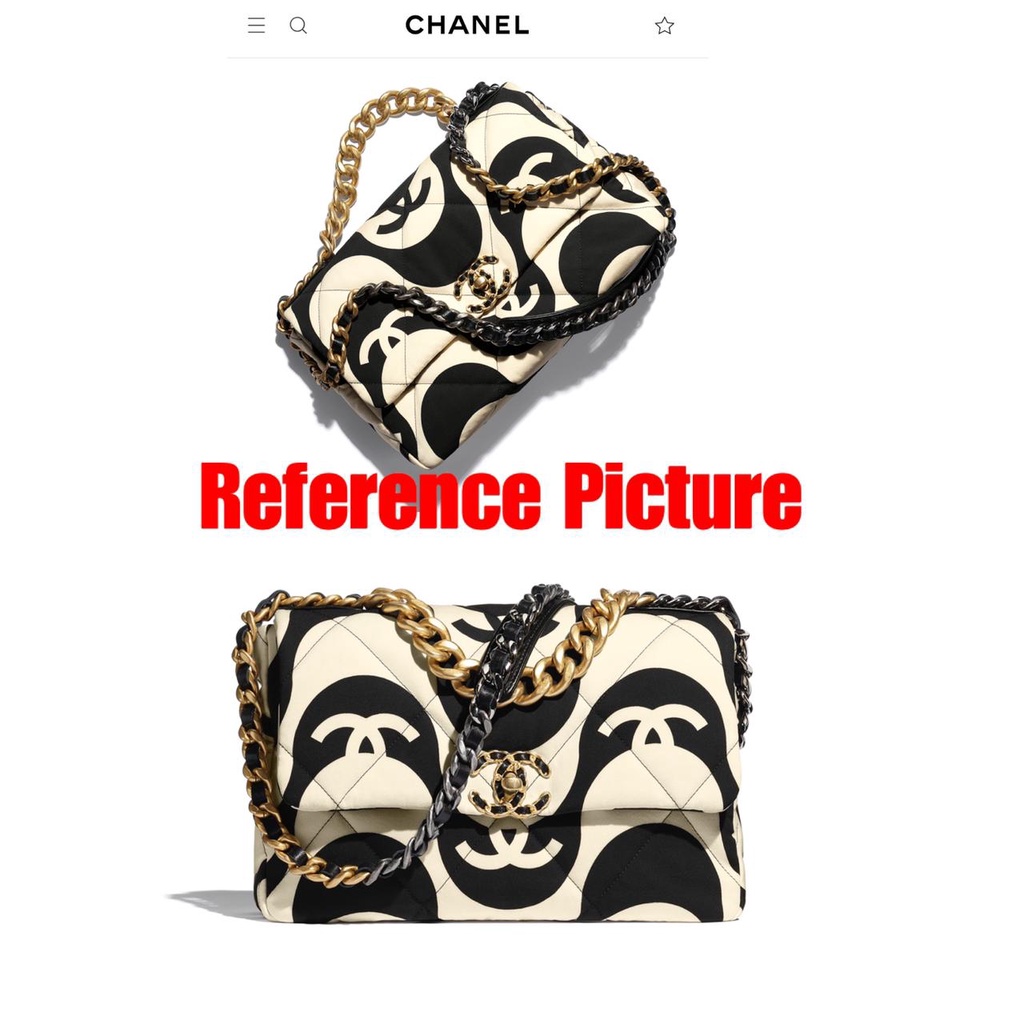 Tas Chanel 19 Big Flap Bag Printed Fabric (Batam)