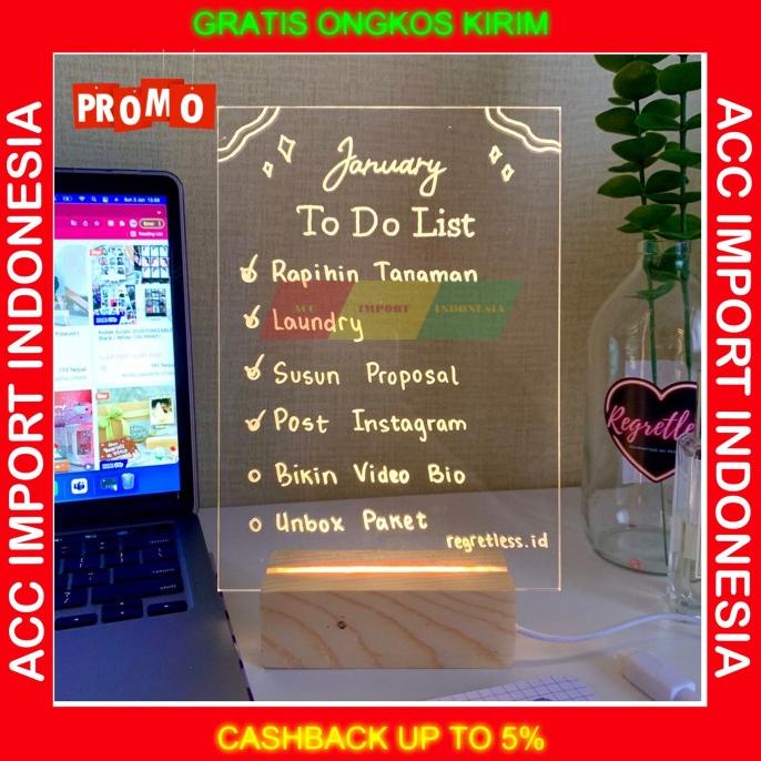

Office & Stationery | Alat Tulis | Acrylic Note Board Papan Tulis Kaca Akrilik Lampu Planner Schdule List | Best Seller