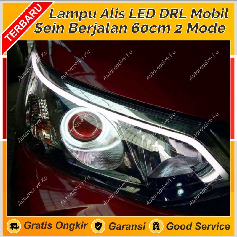 LAMPU DRL LED ALIS SEN MOBIL BERJALAN 2 MODE 60 CM + WELCOME LIGHT MODEL SLIM TIPIS