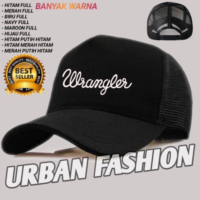 MURAH Topi Trucker Jaring WRANGLER Simple Keren WRANGLER Pria & Wanita