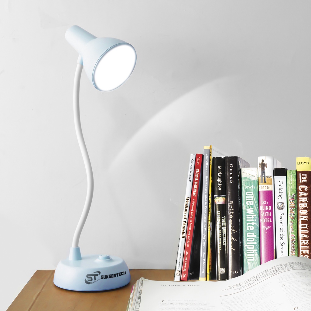 suksestech lampu belajar mini stand lampu meja baterai lucu batrai flexible terang 6smd