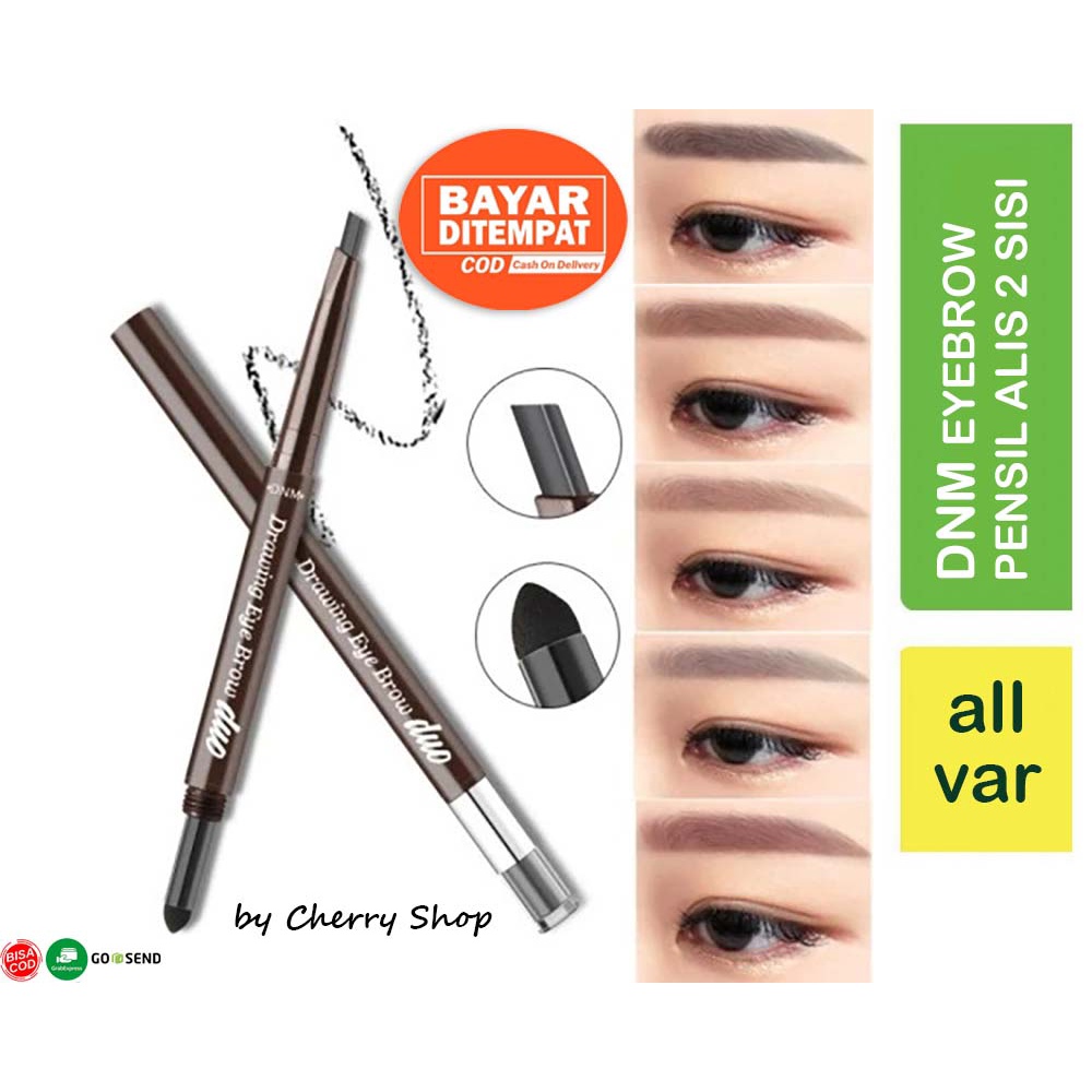 [5 WARNA] DNM Eyebrow Matic Pensil Alis Otomatis 2 Sisi Warna Hitam &amp; Coklat