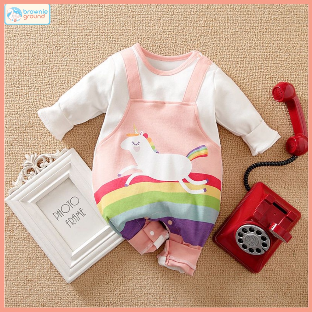 BROWNIEGROUND- Baju jumper anak perempuan lucu 0-2 Tahun / Jumper Premium Pelangi Unicron / baju impor korea lengan panjang / 346